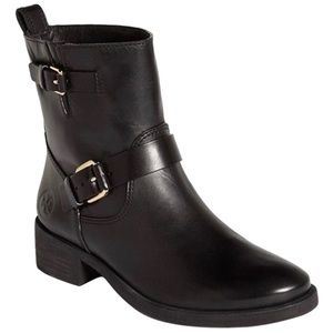 Tory Burch double buckle black ankle boots